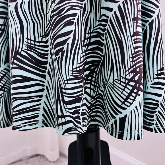 Dressbarn Gorgeous Turquoise Blue & Black Tropical Palm Frond Maxi Dress Plus 22 - Picture 4 of 9